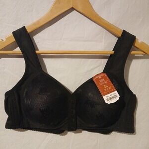 Black Snap Front Bra Non-adjustable Straps 32B - 34B / 11" Shoulder To Hem